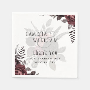 Guardanapo De Papel Rosas Negras Escuros de Borgonha Queda Inverno