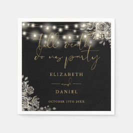 Guardanapo De Papel Rosas Negros E Dourados Cordas Luzes Gothic Casame