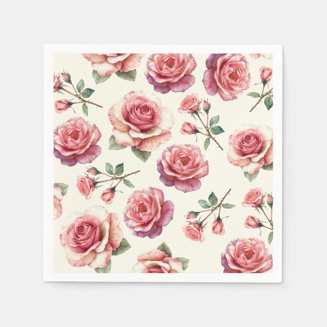 Guardanapo De Papel Rosas Pink Desbotadas Para Sempre (Frente)