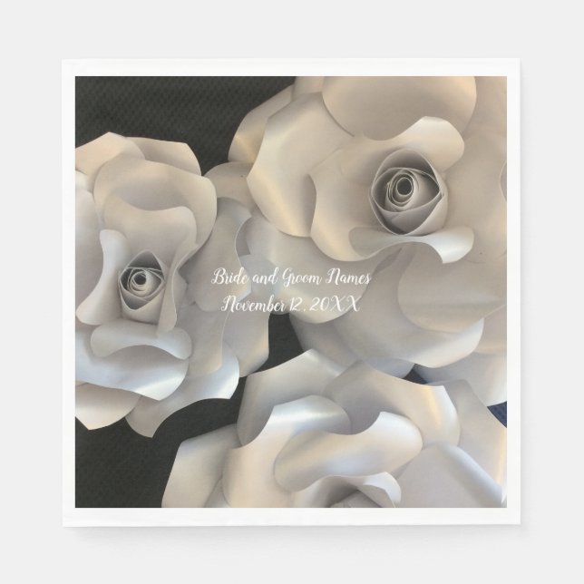 Guardanapo De Papel Rosas Prateadas Elegantes (Frente)