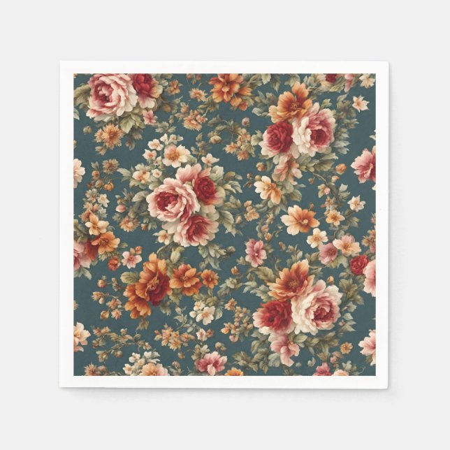 Guardanapo De Papel Rosas românticas refinados e flores lindas (Frente)