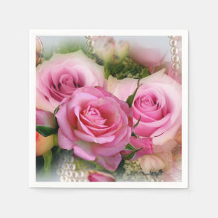 Guardanapo De Papel Rosas Rosa Composição de Arte Floral