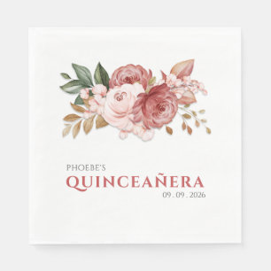 Guardanapo De Papel Rosas Rosa de Quinceanera Botânica Rústica Flora