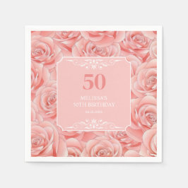 Guardanapo De Papel Rosas Rosa Florre 50 Aniversário