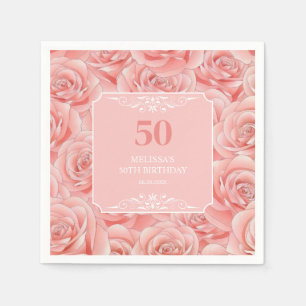 Guardanapo De Papel Rosas Rosa Florre 50 Aniversário