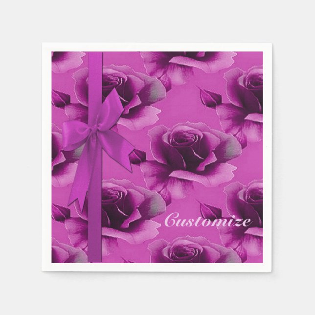 Guardanapo De Papel Rosas Rosa Padrão Floral Napkins (Frente)