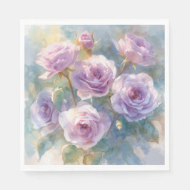 Guardanapo De Papel Rosas Roxas Claras Flores Impressionistas