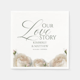 Guardanapo De Papel Rosas Verde Folhagem Elegante Casamento Sage