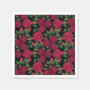 Guardanapo De Papel Rosas vermelhas a preto.
