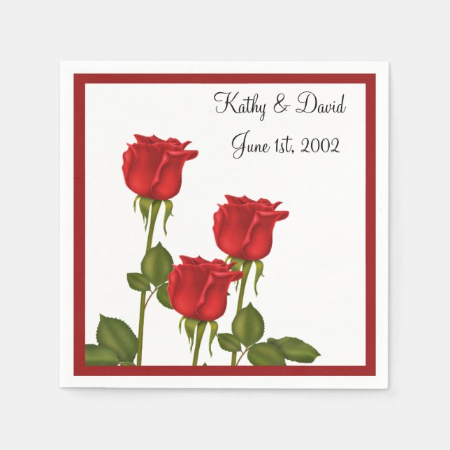Guardanapo De Papel Rosas vermelhas (Casamento) (Frente)