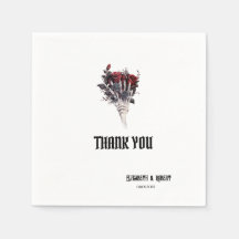 Rosas vermelhas Gótica Esqueleto Obrigado