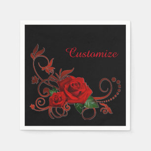 Guardanapo De Papel Rosas vermelhas Românticas Red e Black Napkins