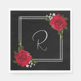 Guardanapo De Papel Rosas vermelhas sobre Casamento Negro