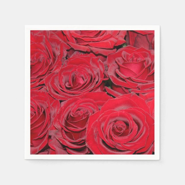 Guardanapo De Papel Rosas Vermelhas Vibrantes (Frente)