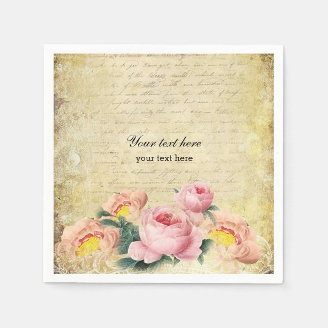 Guardanapo De Papel Rosas Vintage (Frente)