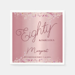 Guardanapo De Papel Rose Gold 80th Birthday Party 