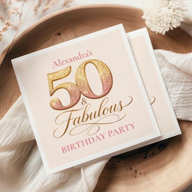 Guardanapo De Papel Rose Gold Elegant 50th Birthday (Criador carregado)