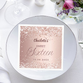 Guardanapo De Papel Rose gold script Sweet 16