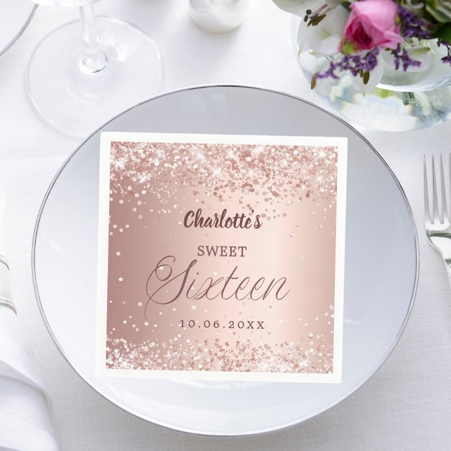 Guardanapo De Papel Rose gold script Sweet 16 (Criador carregado)