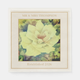 Guardanapo De Papel Rose Wedding Napkins | Sage & Ivory Floral | Custo