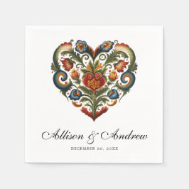 Guardanapo De Papel Rosemaling Heart | Arte popular norueguesa