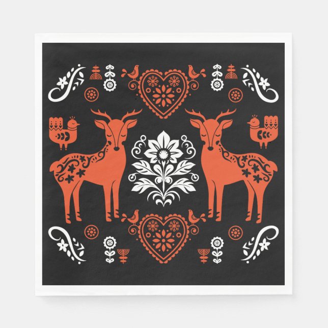 Guardanapo De Papel Rosemaling Norueguês Folk Art (Frente)