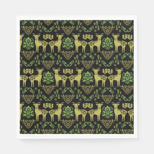 Guardanapo De Papel Rosemaling Norueguês Folk Art (Frente)