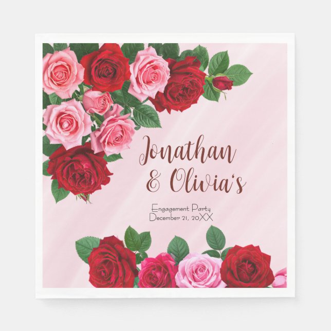 Guardanapo De Papel Roses Engagement Party (Frente)