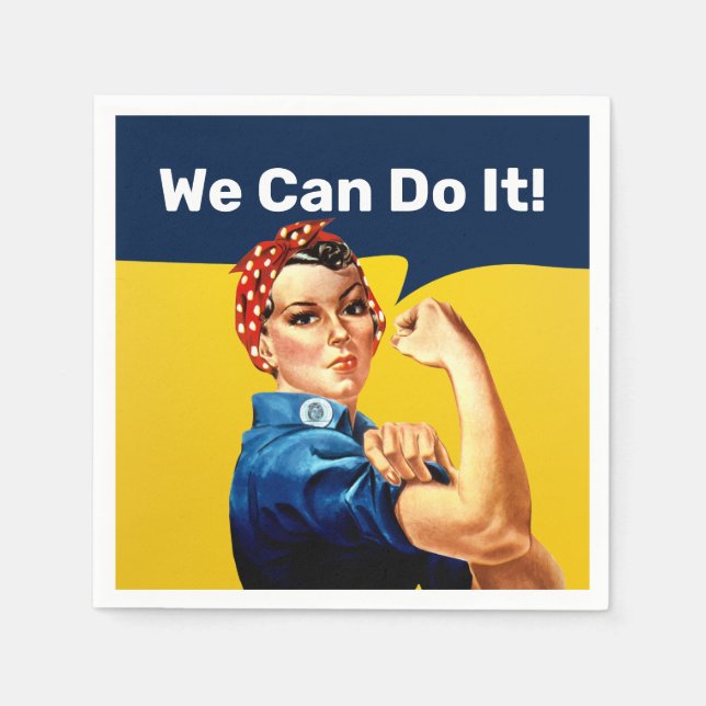 Guardanapo De Papel Rosie the Riveter | Nápoles | Texto personalizado (Frente)