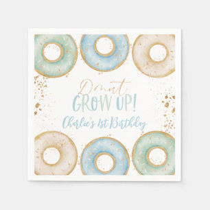 Guardanapo De Papel Rosquinha Aqua Dourado primeiro aniversario Napkin