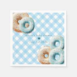 Guardanapo De Papel Rosquinha | Chá de fraldas Blue Gingham Boy