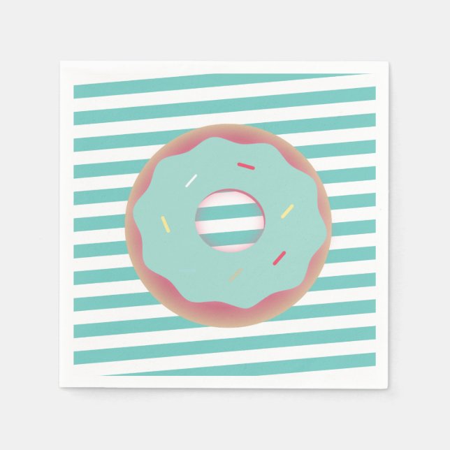 Guardanapo De Papel Rosquinha Listrada de Festas com Glacê e Confeitos (Frente)