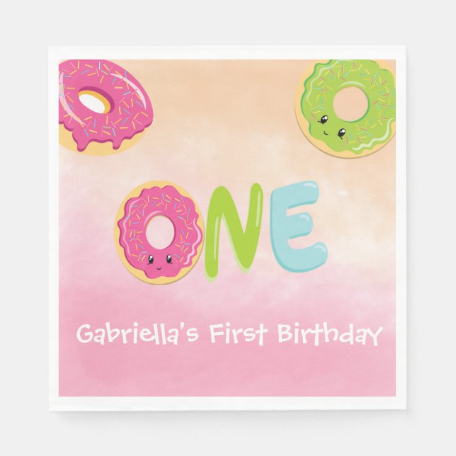 Guardanapo De Papel Rosquinha Watercolor ONE personalizada Napkins (Frente)