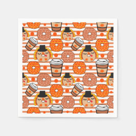 Guardanapo De Papel Rosquinhas de Ação de Graças e Café Queda Laranja