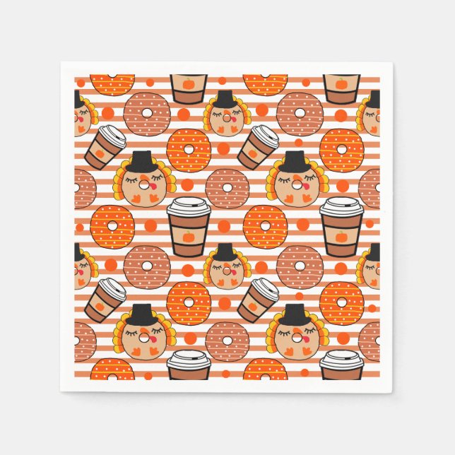 Guardanapo De Papel Rosquinhas de Ação de Graças e Café Queda Laranja (Frente)