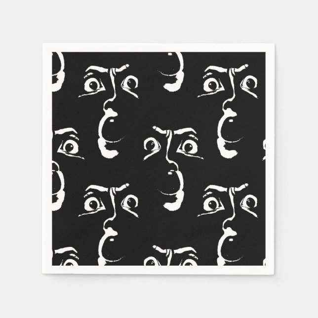 Guardanapo De Papel rosto de horror preto e branco (Frente)