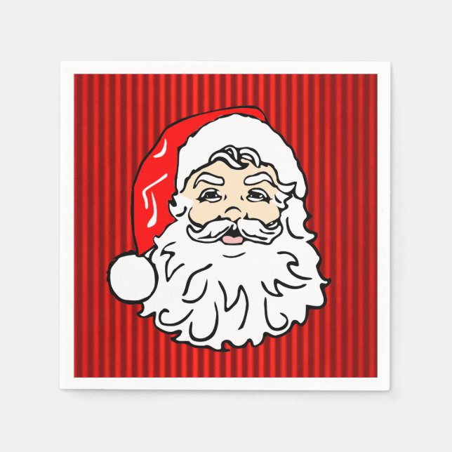 Guardanapo De Papel Rosto de Papai Noel Retrô Vermelho (Frente)