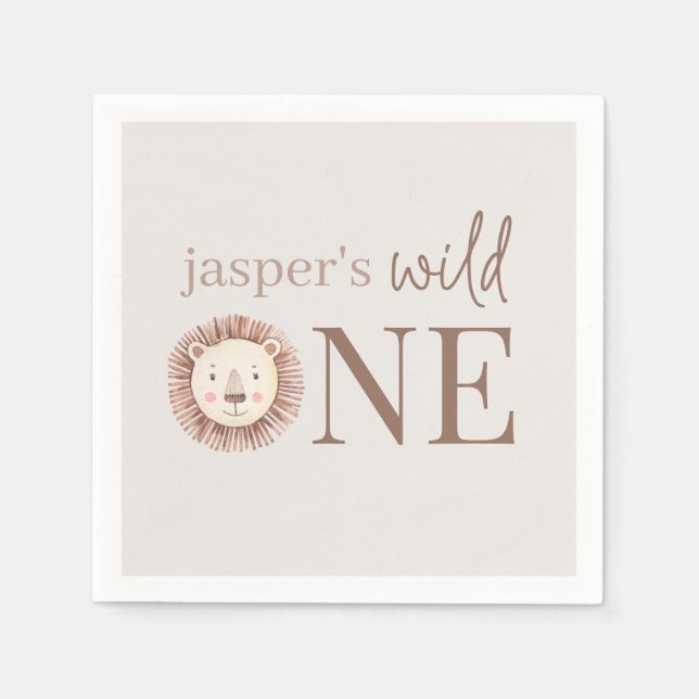 Guardanapo De Papel Rosto de um Leão Selvagem (Frente)