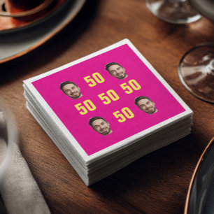 Guardanapo De Papel Rosto Personalizado 50º Aniversário Diversão Foto