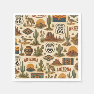 Guardanapo De Papel Rota 66 do Arizona Estilo Mesa do Deserto