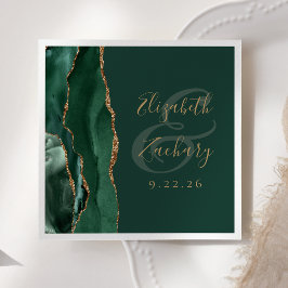 Guardanapo De Papel Roteiro de Ágata Esmeralda Verde Dourado Casamento