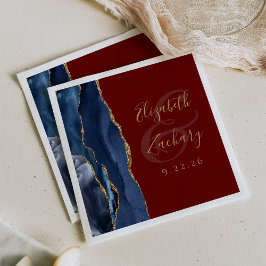 Guardanapo De Papel Roteiro de Ágata Geodo Azul Marinho Dourado Burgun