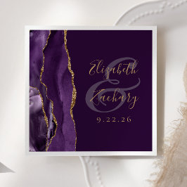 Guardanapo De Papel Roteiro de Ágata Geodo Roxo Dourado Ameixa Casamen