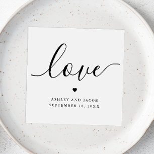 Guardanapo De Papel Roteiro de Amor Noivado Minimalista Elegante Rom