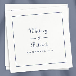 Guardanapo De Papel Roteiro de Casamento Elegante Minimalista Azul Mar