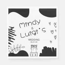 Guardanapo De Papel Roteiro de Formas Orgânicas Doodle Casamento