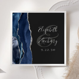 Guardanapo De Papel Roteiro de Geodo de Ágata Azul Marinho Casamento E
