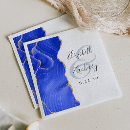 Guardanapo De Papel Roteiro de Geodo de Ágata Azul Real Dourado Casame