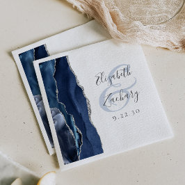 Guardanapo De Papel Roteiro de Geodo de Ágata Casamento Azul Marinho P