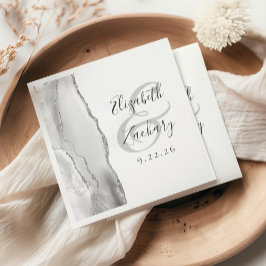 Guardanapo De Papel Roteiro de Geodo de Ágata Cinza Casamento Prata
